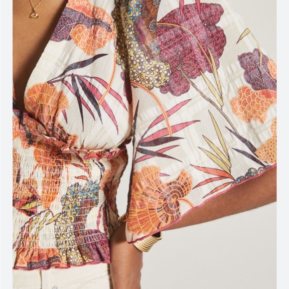 Anthropologie Cream and Orange Blouse - Picture 3 of 7